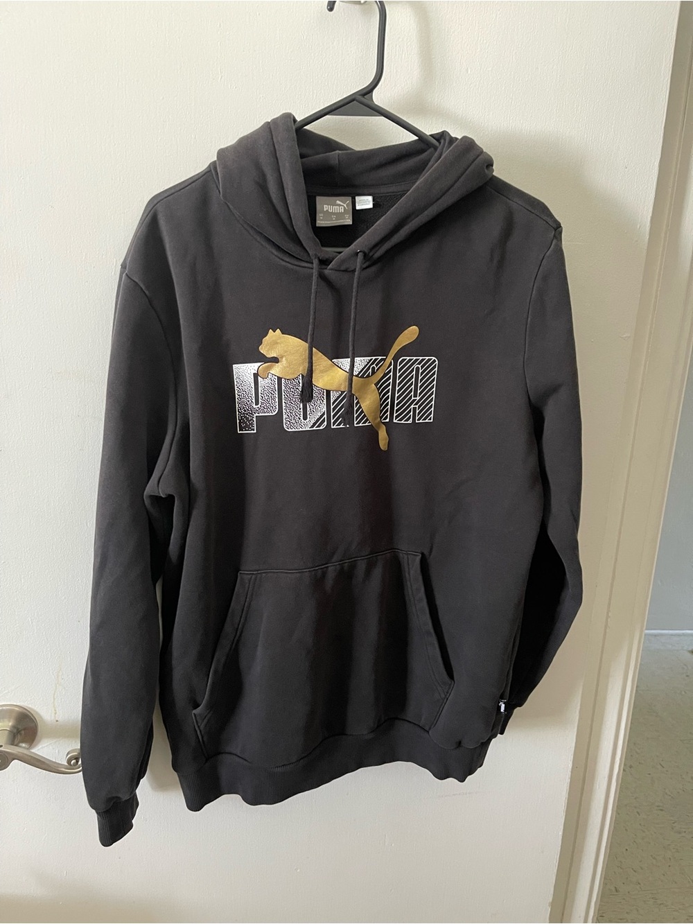 Puma Black Hoodie with Gold Puma Logo